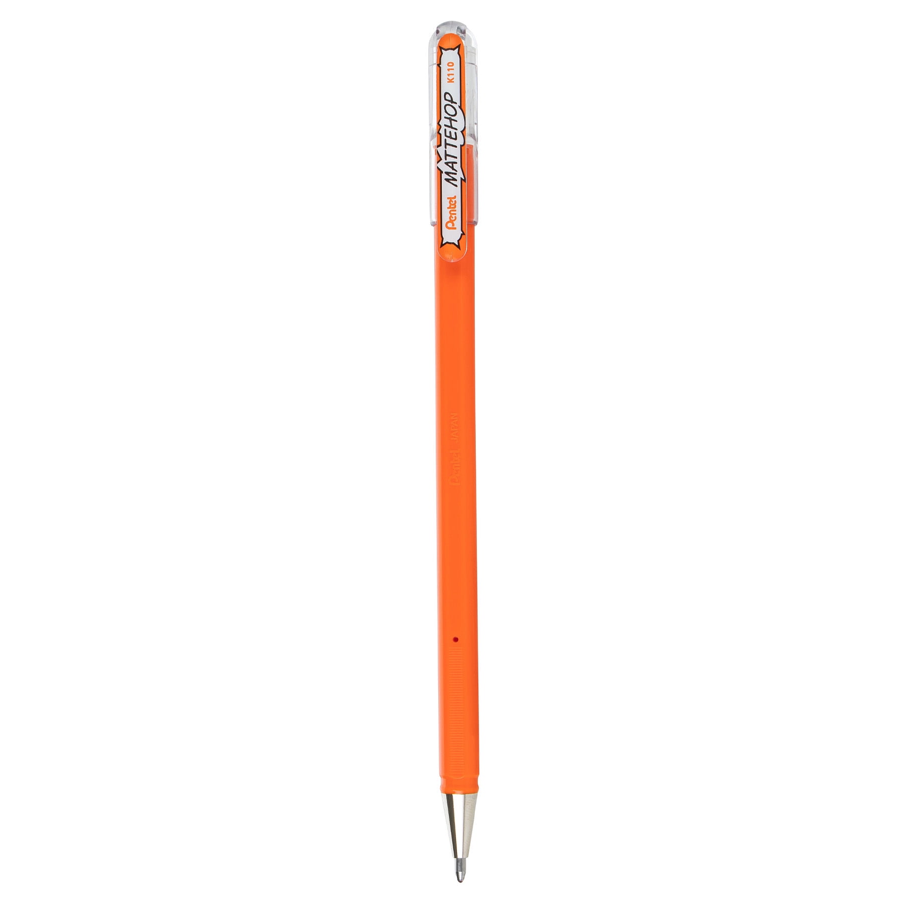Pentel Arts Hybrid MATTEHOP Gel Roller, 1.0mm, Matte Orange Ink, Pack of 12