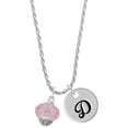 thumbnail image 1 of Delight Jewelry Pink Faceted Glass Spinner Silvertone Script Initial Disc - D - Charm Necklace, 20"+3", 1 of 4
