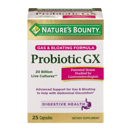 Nature's Bounty Gas & Bloating Formula Probiotic GX Capsules - 25 (Best Probiotic For Bloating Gas)