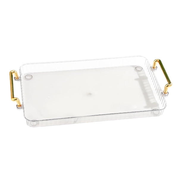 Bandeja decorativa plato comida desayuno antideslizante elegante 12,2x7,87 pulgadas bandeja rectangular de Perfume con asas plato para mesa de centro transparente Gloria bandeja de servir
