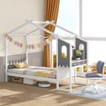 thumbnail image 2 of Gymax Twin Size Kids House Bed w/ Study Desk & Removable Box Drawers Hanging Hooks, 2 of 10