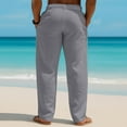 thumbnail image 4 of Dresfit Men's Linen Pants Summer Drawstring Wide Leg Pants Big and Tall Open Bottom Y2k Trousers Lightweight 2026 Breathable Baggy Slacks Gray 3XL, 4 of 6