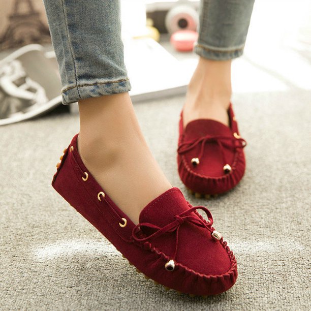 Womens Moccasin Suede Flat Loafers Ladies Casual Ballerina Ballet Slip On Shoes Walmart Com