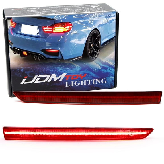 OE-Red Lens 40-SMD Red Full LED Rear Bumper Reflector Light Trim For BMW F30/F31 3 Series w/ M Bumper ONLY, Function as Tail or Rear Fog Lights