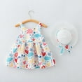 thumbnail image 2 of Vestido de verano para niña pequeña, sin mangas, con cuello halter y flores, con gorro para jugar a diario (blanco, 1-2 años), en liquidación (menos de $5.00), 2 of 5