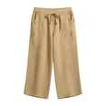 thumbnail image 6 of Horkkom Linen Pants Women Summer Elastic Waist Capris Pants Casual Flowy Beach Pants with Pockets XXL, 6 of 8