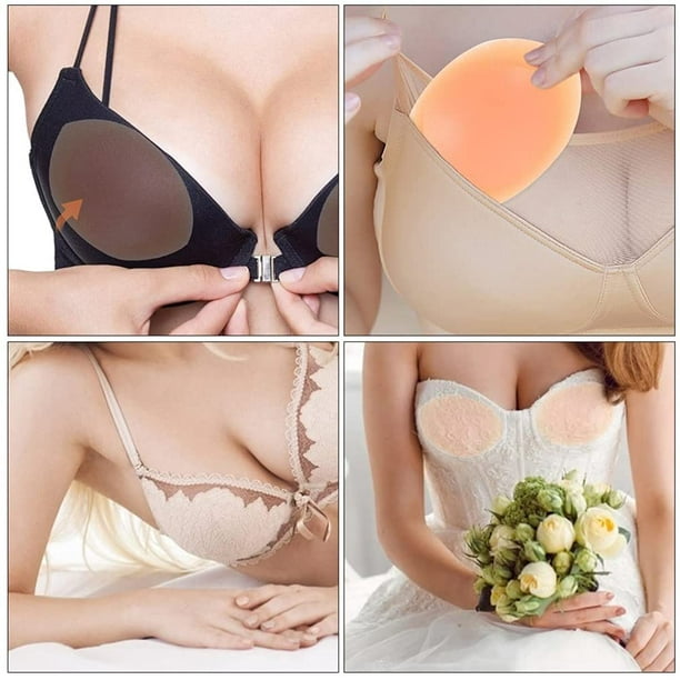 HTOOQ 2 Pairs Silicone Breast Inserts Gel Bra Pads Inserts Invisible Push Up  Bra Cups Inserts for Swimsuits Bikini Wedding Dress - - 