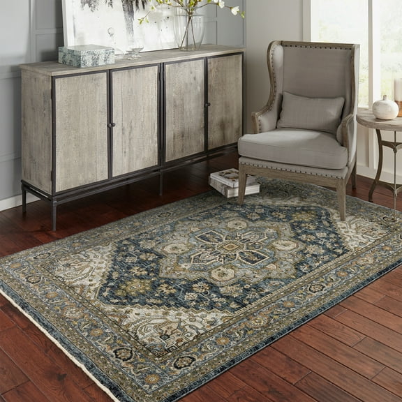 Woven Trends Aberdonian Area Rug 1144Q Traditional Blue Medallion Oriental 2' 3" X  7' 6" Rectangle