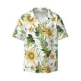 thumbnail image 2 of Lsque Watercolor Bright Sunflowers print Men's Cuban Collar Short Sleeve Shirt Summer Beachwear Casual Button Down Fashionable Vacation Leisure Shirt-3X-Large, 2 of 7