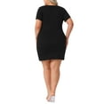 thumbnail image 3 of Agnes Orinda Women's Plus Size Wrap Dresses Square Neck Short Sleeve Casual Sundress Midi Dress 1X Black, 3 of 6