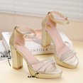 thumbnail image 5 of DADAWEN Women's Open Toe Chunky Heel Platform High Heels Shiny Wedding Party Dress Shoes Gold 7.5, 5 of 5