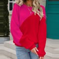 thumbnail image 4 of Fesfesfes Women Sweater Tops V-neck Loose Knitting Sweater Casual Long Sleeve Tops, 4 of 6