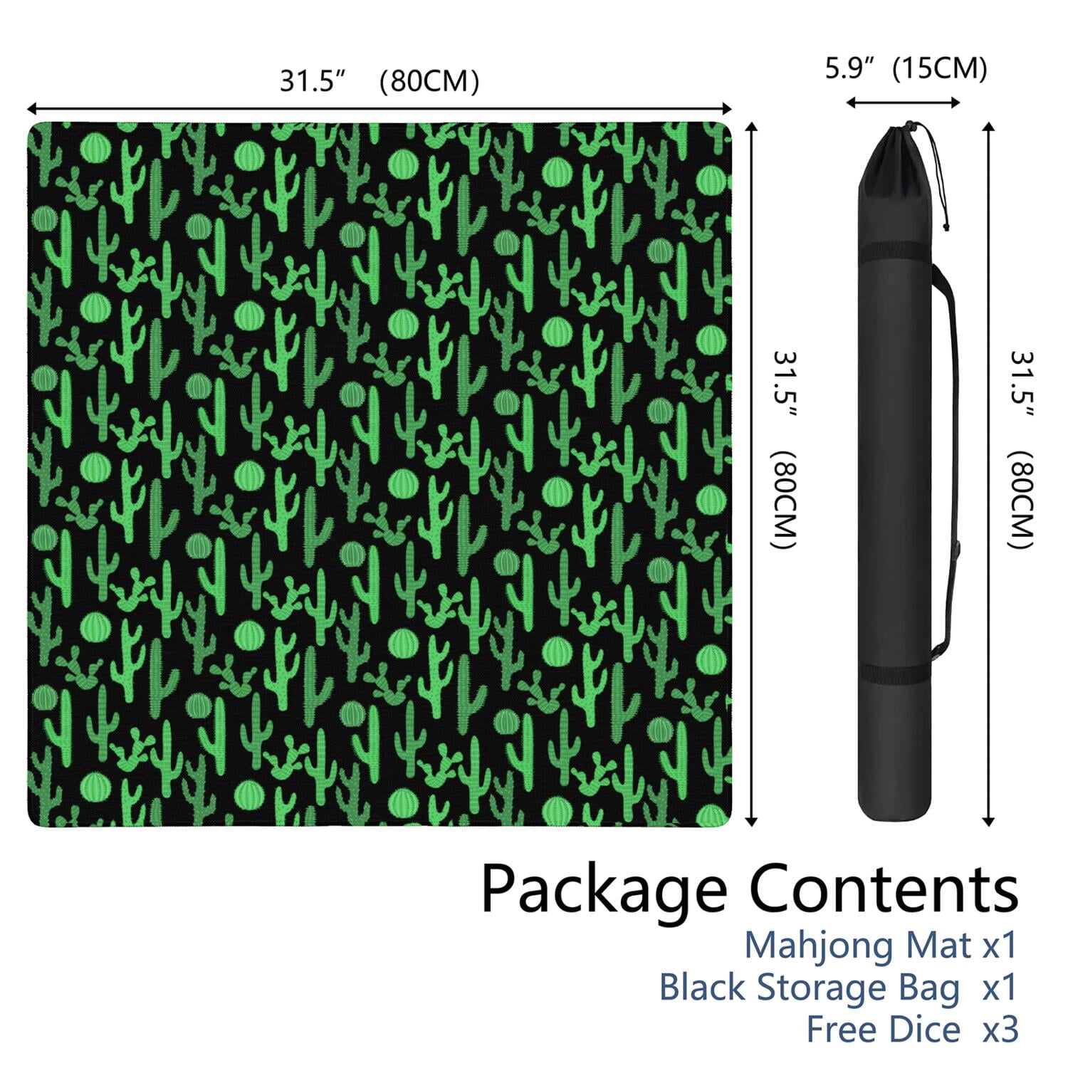 Large Plants Style Mahjong Mat 31.5x31.5 Inches Crafted from Durable Rubber with Anti-Slip Surface and Noise Dampening Technology for Multi-Purpose Game Table Use