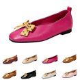 thumbnail image 2 of Yungyresw Ballet Flats For Women Polka Dot Bow Square Toe Slip On Shoes Low Top Casual Comfortable Work Office Dress Shoes Pink 43, 2 of 4