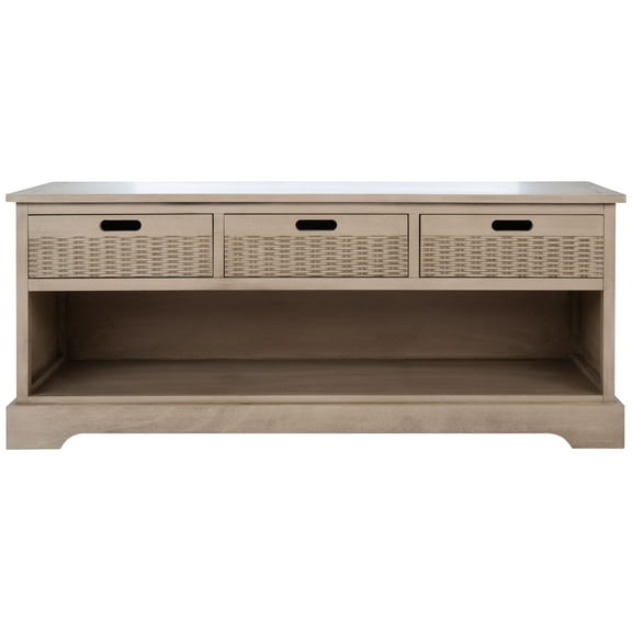 SAFAVIEH Landers Solid Classic 3 Drawer Storage Bench, Sand