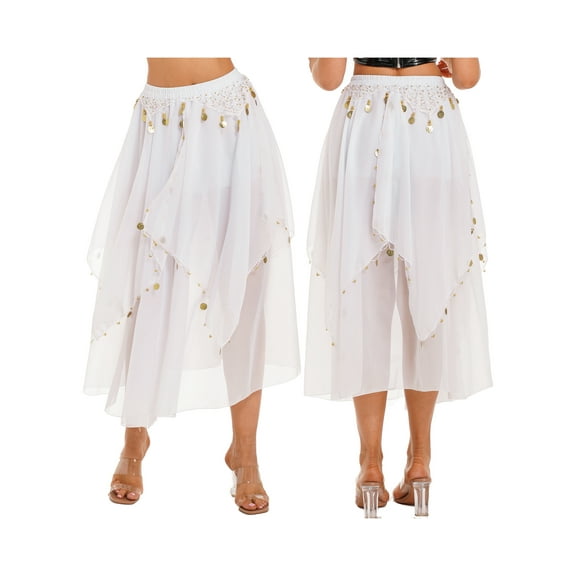 MSemis Women's Dance Skirt Belly Dancing Skirts Long Layered Skirt