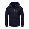 thumbnail image 4 of Momasggi Half Zip Hoodies with Zip Pockets for Men Tactical Hooded Sweatshirt Loose Casual Long Sleeve Hoodie Outdoor Workout Gym Pullover Tops Navy 2XL, 4 of 5