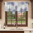 thumbnail image 6 of Blue White Curtain Valances for Windows, Kitchen Valance Window Treatments Panel 2 Pack, Abstract Grey Chrysanthemum Flower Floral Rod Pocket Short Curtains for Bathroom Bedroom 60 x 18 Inch, 6 of 8