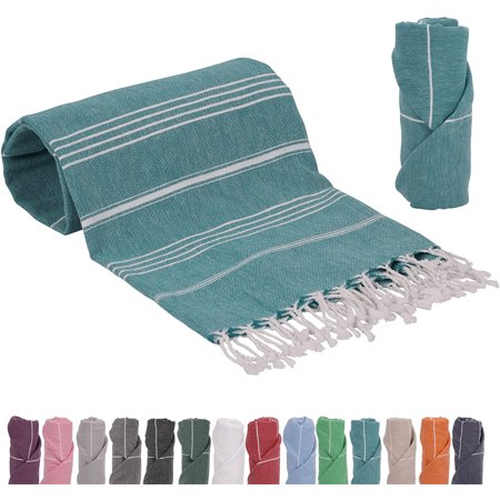 | Turkish Towel | Turkish Bath Towel | 100% Cotton | Beach Towel Peshtemal 38"x70", Aqua