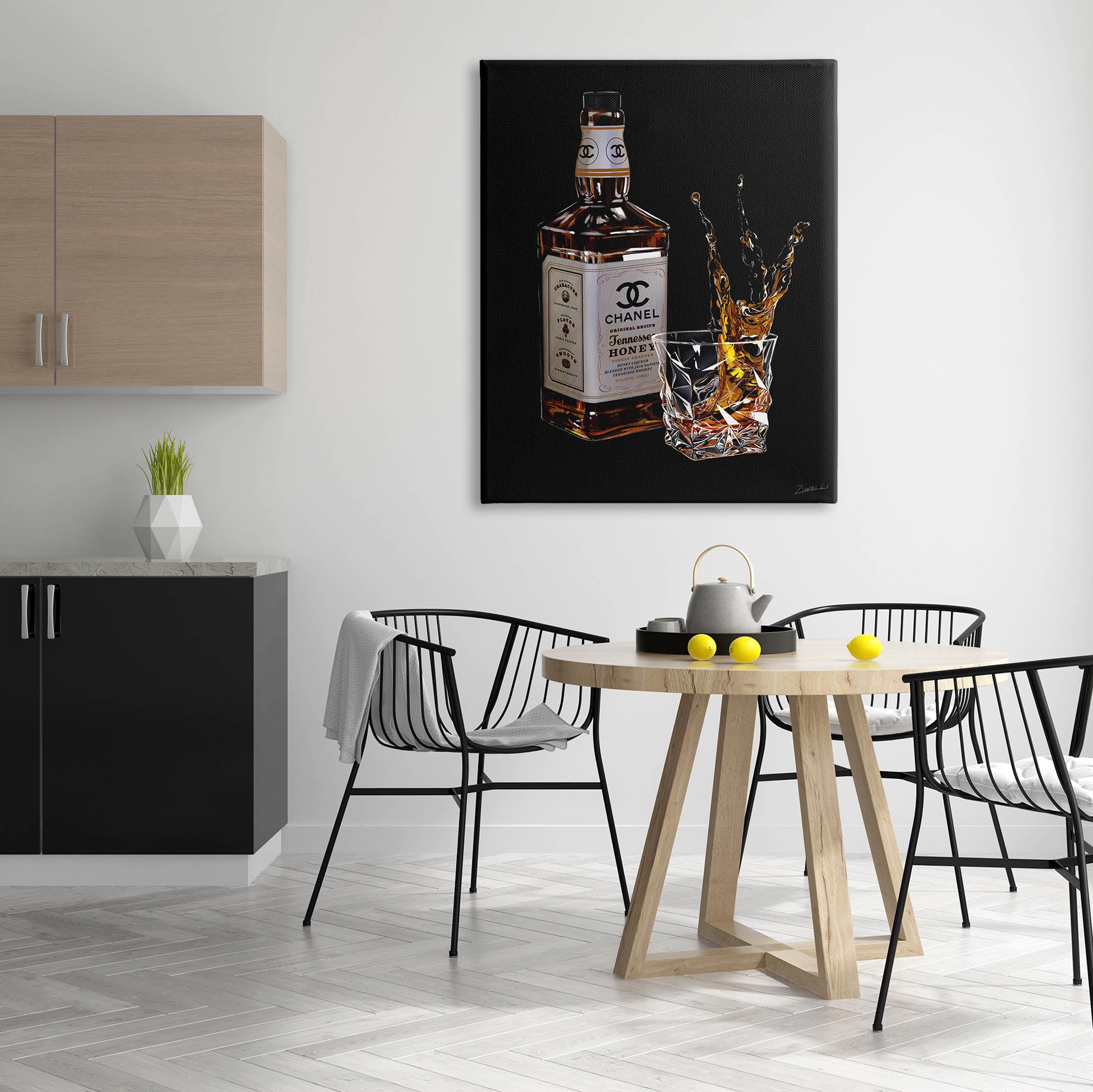 Stupell Industries Splashing Liqueur Glam Whiskey Bottle Graphic Art Gallery Wrapped Canvas Print Wall Art, Design by Ziwei Li