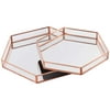 DIY Wedding Koyal Wholesale Glass Mirror Hexagonal Trays Vanity Set of 2, Rose Gold