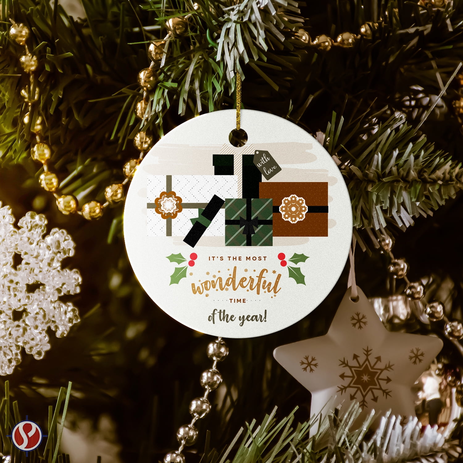 Holiday Ornaments Year 2022, 3 X 3” Round Laminated Cardstock Bauble For Xmas Christmas Tree Decoration, Gift Tags & New Year's Home Decor, Hole Punched With Self Click Hanging Strings | 5 Designs - Walmart.com