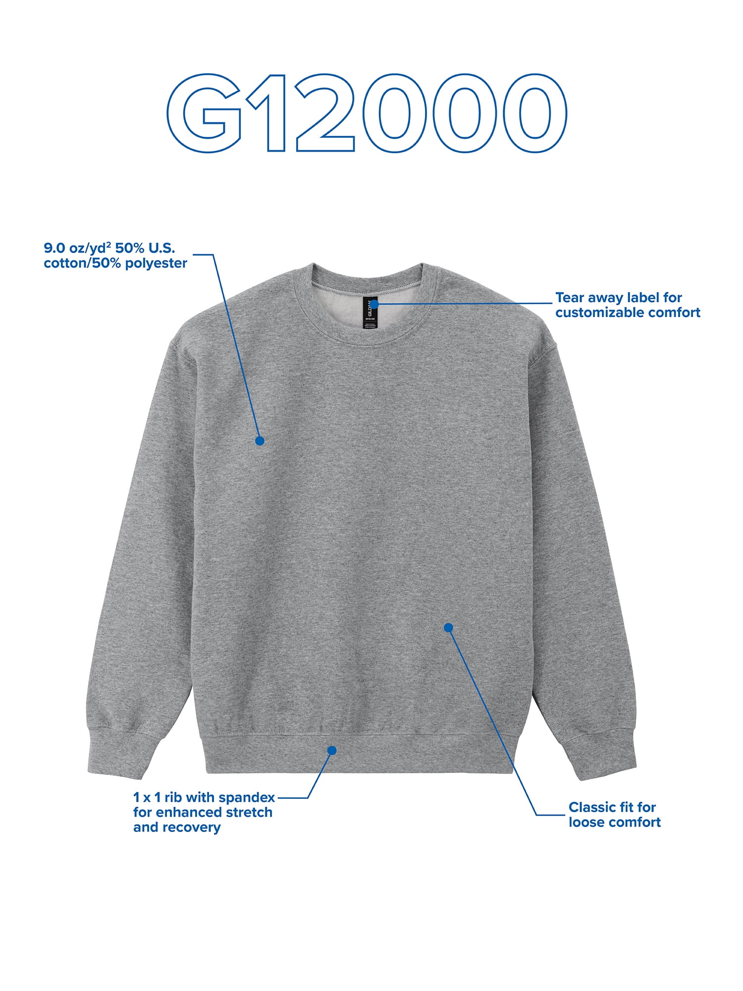 Gildan Unisex DryBlend Crewneck Sweatshirt, Sizes S-3XL
