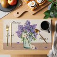 thumbnail image 2 of Purple Lavender Placemats Set of 12, Spring Floral Daisy Butterfly Leaves Beige Placemats for Dining Table, Place Mats for Kitchen Tabletop, Waterproof Wipeable Dining Table Mats Set, 2 of 9