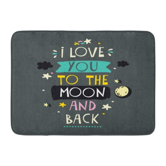 KDAGR Star I Love You to The Moon and Back Cute Romantic Quote Wedding Cartoon Doormat Floor Rug Bath Mat 23.6x15.7 inch