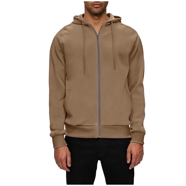 Long Sleeve Hooded Pocket Drawstring Zipper Sweatshirt Coat