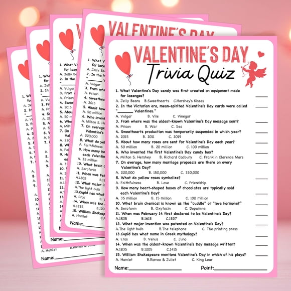 Juego GOLRMC Trivia del Día de San Valentín Set de 25 Cartas