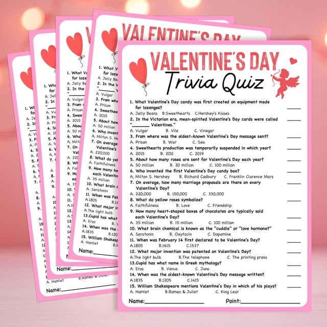 Juego GOLRMC Trivia del Día de San Valentín Set de 25 Cartas