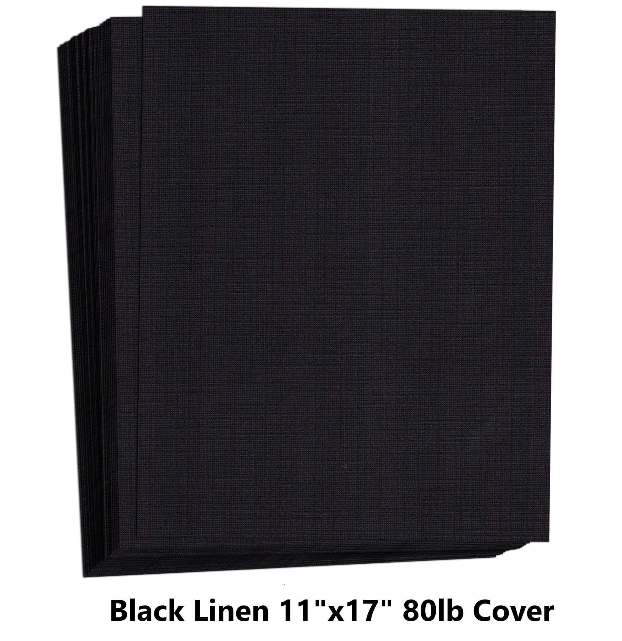 Hamilco Black Linen Textured Cardstock Thick Paper - 11 x 17" Heavy Weight 80 lb Cover Card Stock - 25 Pack