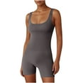 thumbnail image 3 of Women's Yoga Jumpsuit Sleeveless Ribbed Neck Workout Jumpsuit Romper One Piece Activewear Lightweight Stretchy Comfy for Gym Pilates Lounge Casual Wear | Aestivo,Dark Gray L, 3 of 8