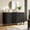 Black, variant on M optimized Fluted 6 Drawer Dresser, Wide Wood Double Dresser with Metal Legs and Handles, Modern Chest of Drawers with Anti-Tipping Design for Bedroom Living Room Hallway