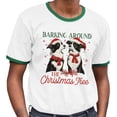 thumbnail image 2 of Barking Around the Christmas Tree Ringer Tee Shirt Unisex Medium White/Kelly Green, 2 of 5