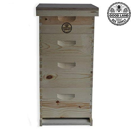 Bee Box Goodland Bee Supply Double Deep Brood Box and Double Super Box 4 Tier Beginners Beehive Kit With Beehive Frames and Foundations - GL4STACK ()