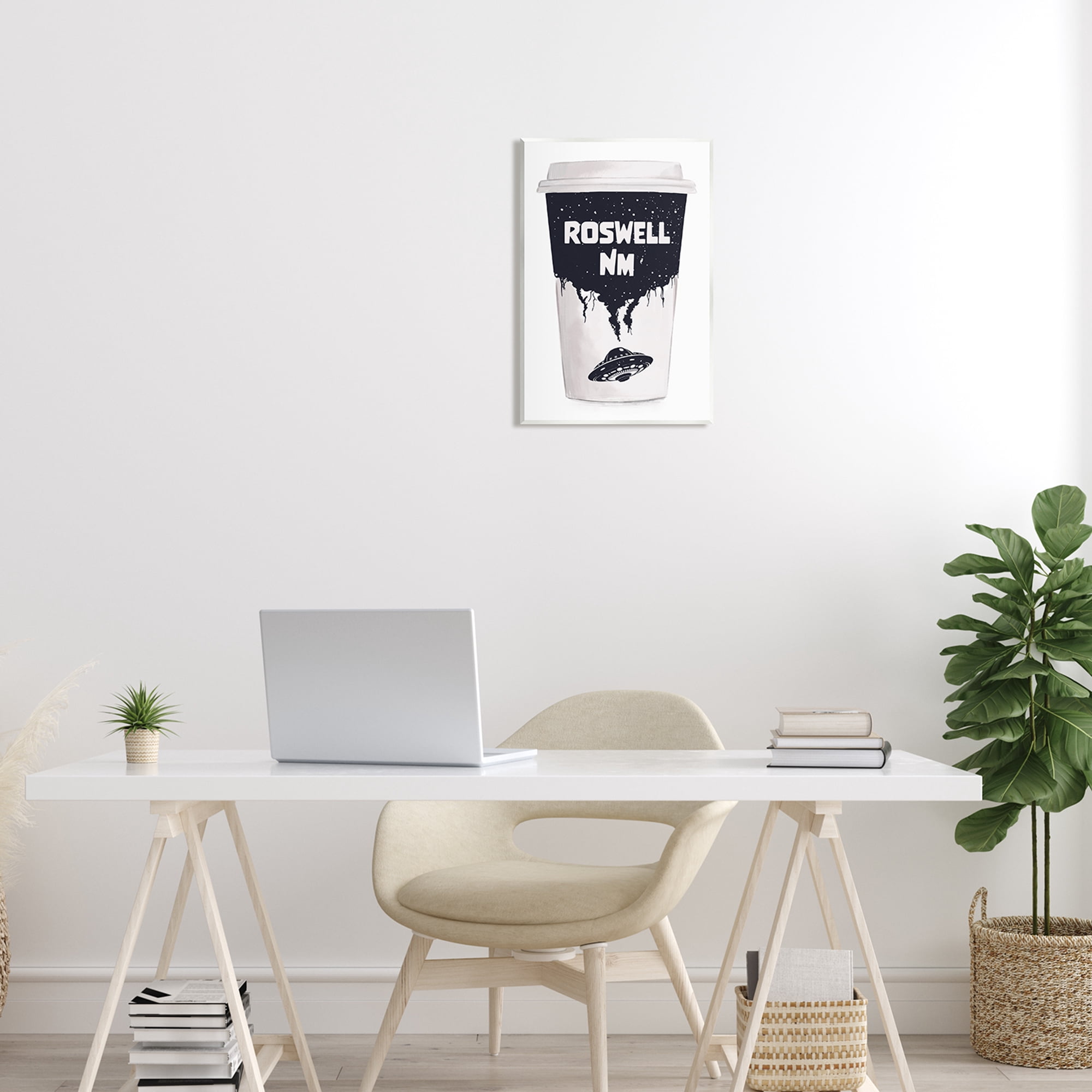 Stupell Industries Roswell NM UFO Coffee Cup Travel & Places Painting Unframed Art Print Wall Art