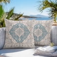thumbnail image 4 of Outdoor Pillow Cover Ethnic Vintage Medieval Style Set of 2 Waterproof Throw Pillowcases Retro Turkish Texture Decorative Patio Furniture Pillows for Couch Garden Indoor & Outdoor Use, 4 of 9