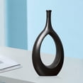 thumbnail image 4 of Jarrón de cerámica de estilo nórdico, diseño hueco, colección minimalista, flor decorativa. Negro, 4 of 7