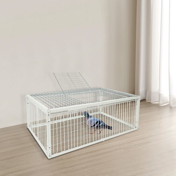 White Iron Pigeon Cage 70x40x26cm Trapping Cage Portable Folding Trap Cage With Skylight