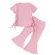 thumbnail image 4 of Odeerbi 9M-4Y Conjunto de Verano Para Niñas de Manga Corta de Algodón Con Ribete de Lechuga Pantalones Anchos Conjunto de Dos Piezas, 4 of 9