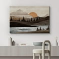 thumbnail image 2 of PixonSign Canvas Print Wall Art Sunset Mountain Range River Nature Wilderness Digital Art Wood Panel Landscape Farmhouse/Country Relax/Calm/Cozy Geometric Abstract - 16"x24", 2 of 5