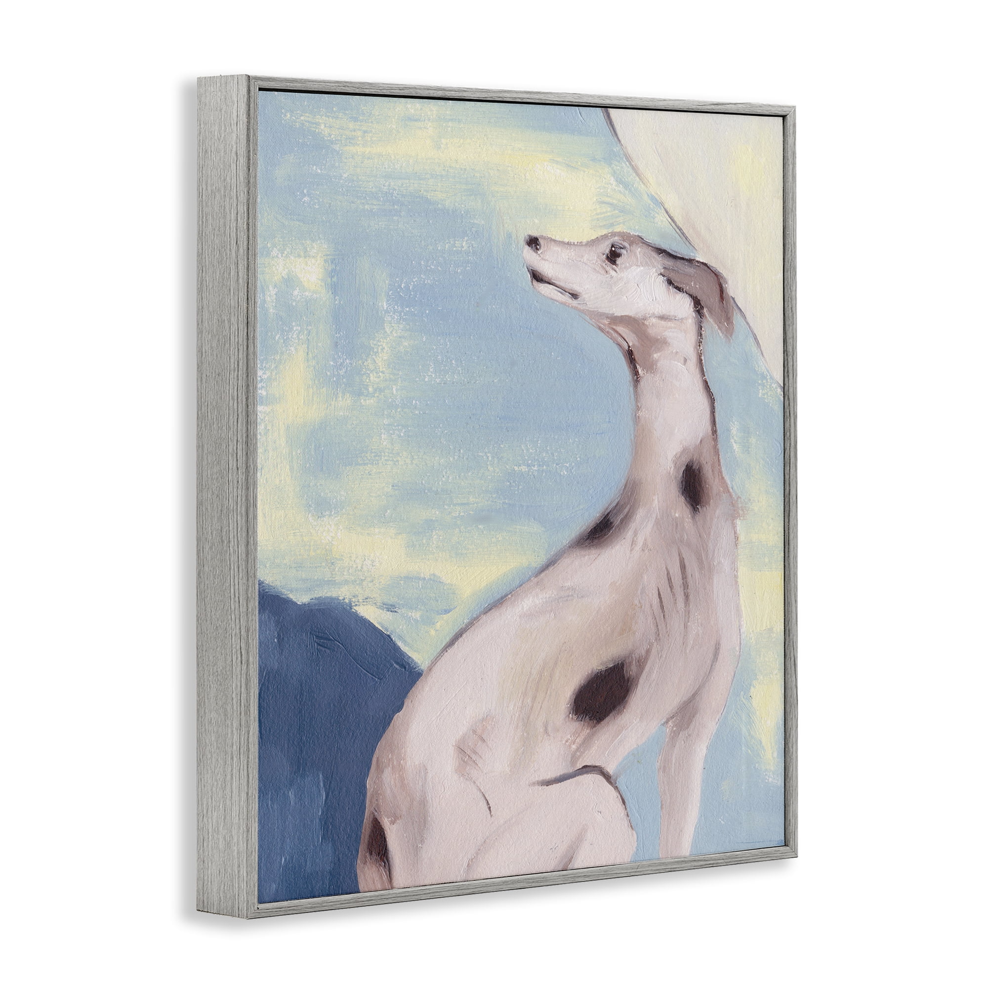 Stupell Industries Greyhound on Blue Animals & Insects Painting Gray Framed Art Print Wall Art, 16 x 20