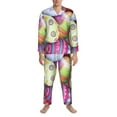 thumbnail image 3 of Sikiie Colorful Easter Eggs Mens Pajama Set, Soft Warm Long Sleeve Sleepwear, Cozy Button-Down Pjs for Men-X-Large, 3 of 7