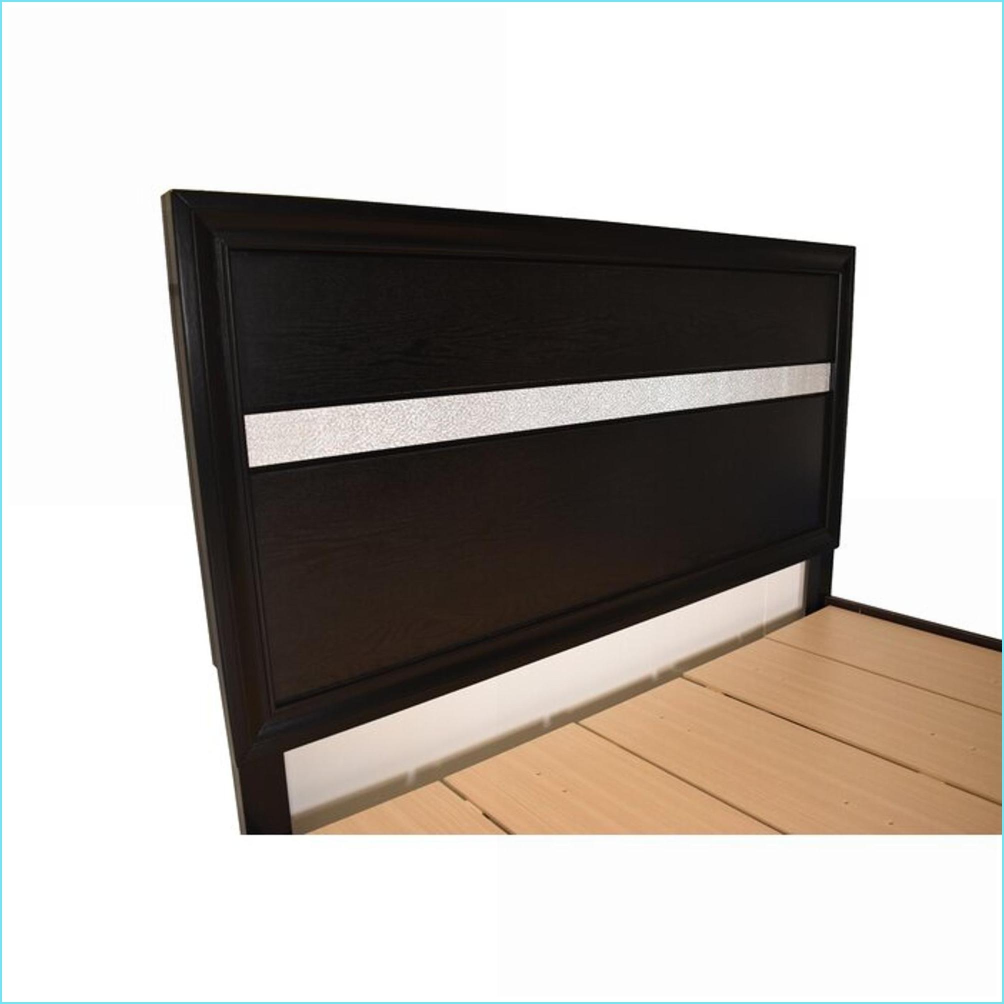 Bedroom Set for Master/Guest Room, Traditional Queen 4 PC Storage in Black Engineered Wood | Black | Wood