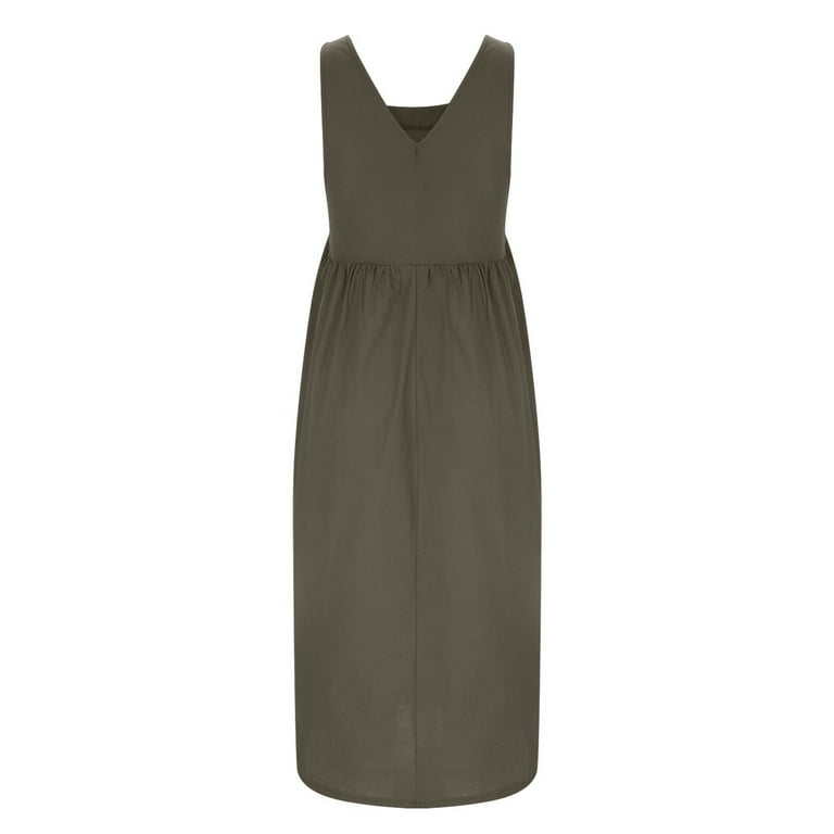 Blmnix Holiday Dresses for Women 2026 Tea-Length Pinafore Pleated Plus Size  Skirt Sleeveless Square Neckline Green Slip Dress,XXL