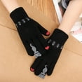 thumbnail image 2 of AWZXDE Women Knitted Touchscreen Gloves Cat Print Soft Thermal Warm Gloves For Cold Weather Phone Use And Winter Fashion Black, 2 of 7