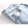 thumbnail image 5 of Men Jeans Male Embroidered Rose Denim Ripped Slim Fit Stretch Trousers Pants for Men Light Blue 34, 5 of 7