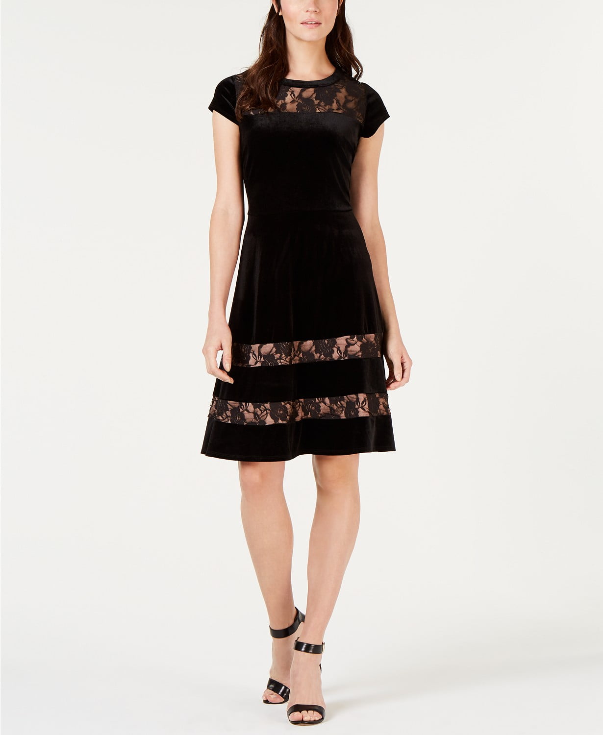 NY Collection - Velvet Lace Fit & Flare Dress - Petite - P/L - Walmart.com
